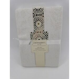 New Cynthia Rowley Oblong Tablecloth 60 x 84 Inch Textured‎ Leaf Holiday